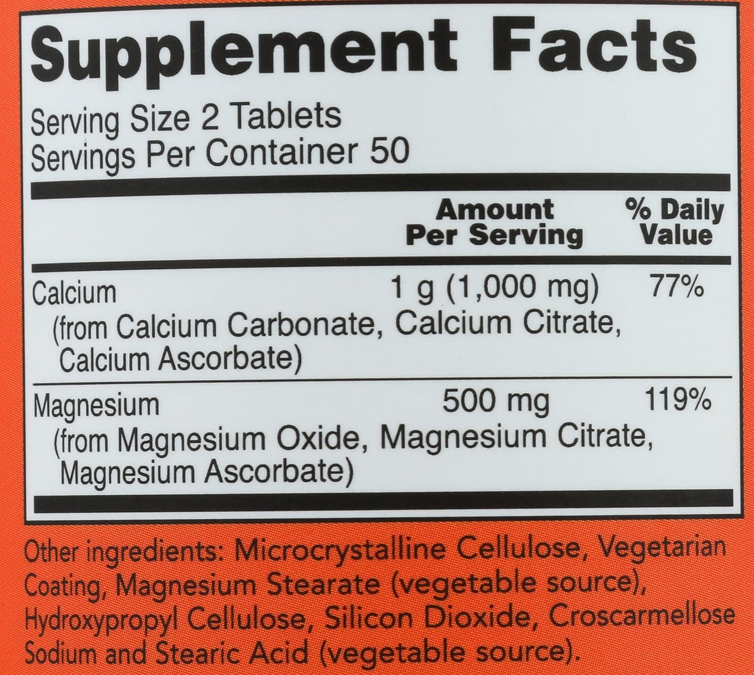 Cálcio + Magnésio NOW Foods 500/250mg | Suporte Muscular, Ósseo e Relaxamento