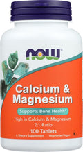 Cálcio + Magnésio NOW Foods 500/250mg | Suporte Muscular, Ósseo e Relaxamento