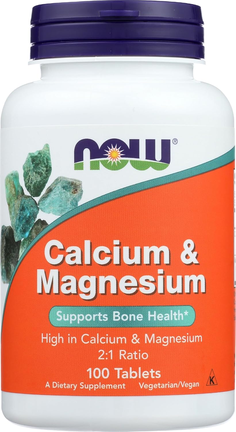 Cálcio + Magnésio NOW Foods 500/250mg | Suporte Muscular, Ósseo e Relaxamento