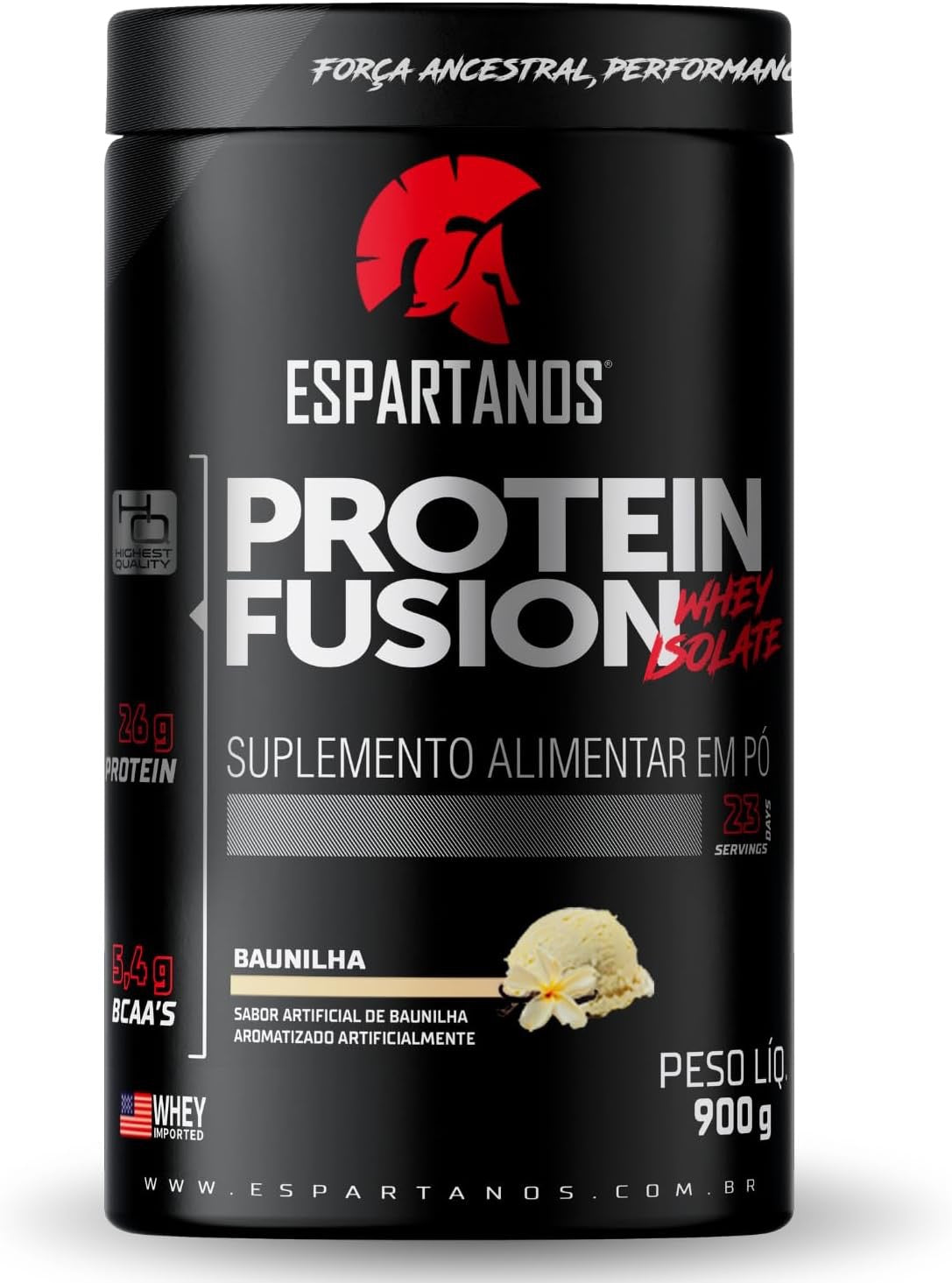 Whey Protein Fusion Isolate Baunilha 900g - Espartanos