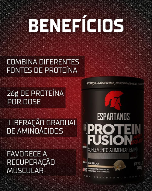 Whey Protein Fusion Isolate Baunilha 900g - Espartanos