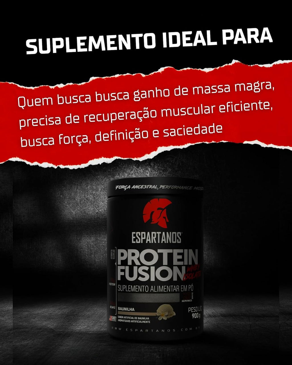 Whey Protein Fusion Isolate Baunilha 900g - Espartanos